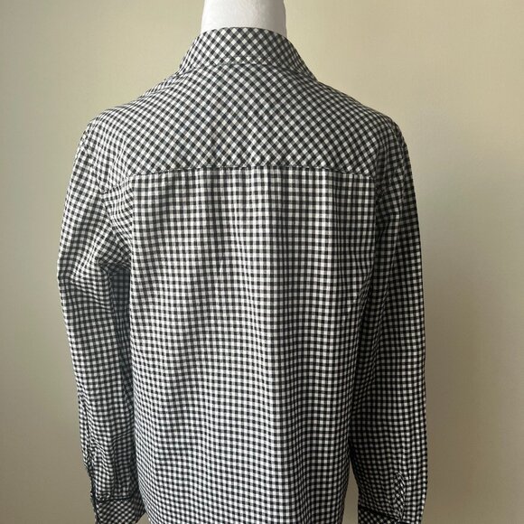🖤Jones New York signature Gingham  Black and white button up shirt Sz M - Picture 4 of 12